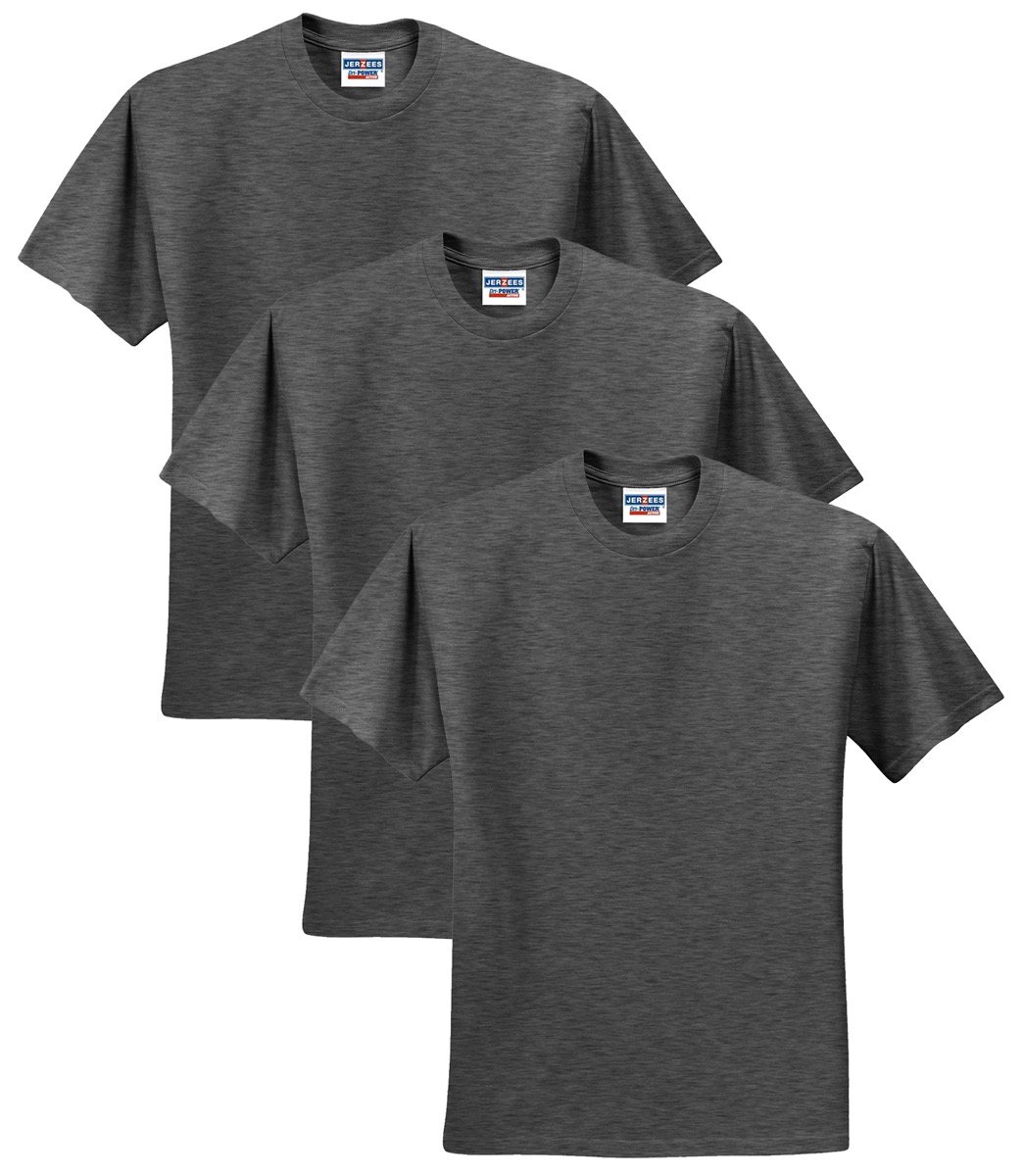 JerzeesMen's Black Heather Adult Short Sleeve Tee 3 Pack