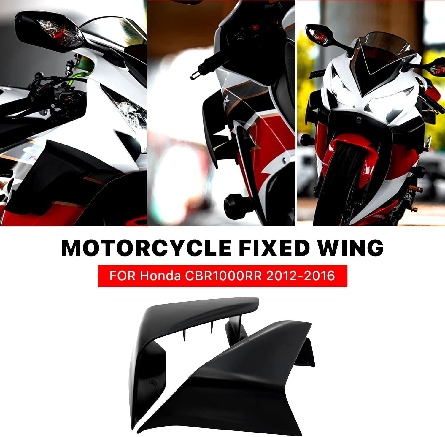 Motorcycle Fairing for HONDA CBR1000RR (2012-2016) - Durable ABS Plastic Easy Installation of HONDA CBR1000RR Winglet - Motorcycle Winglets for HONDA (Matte Black)