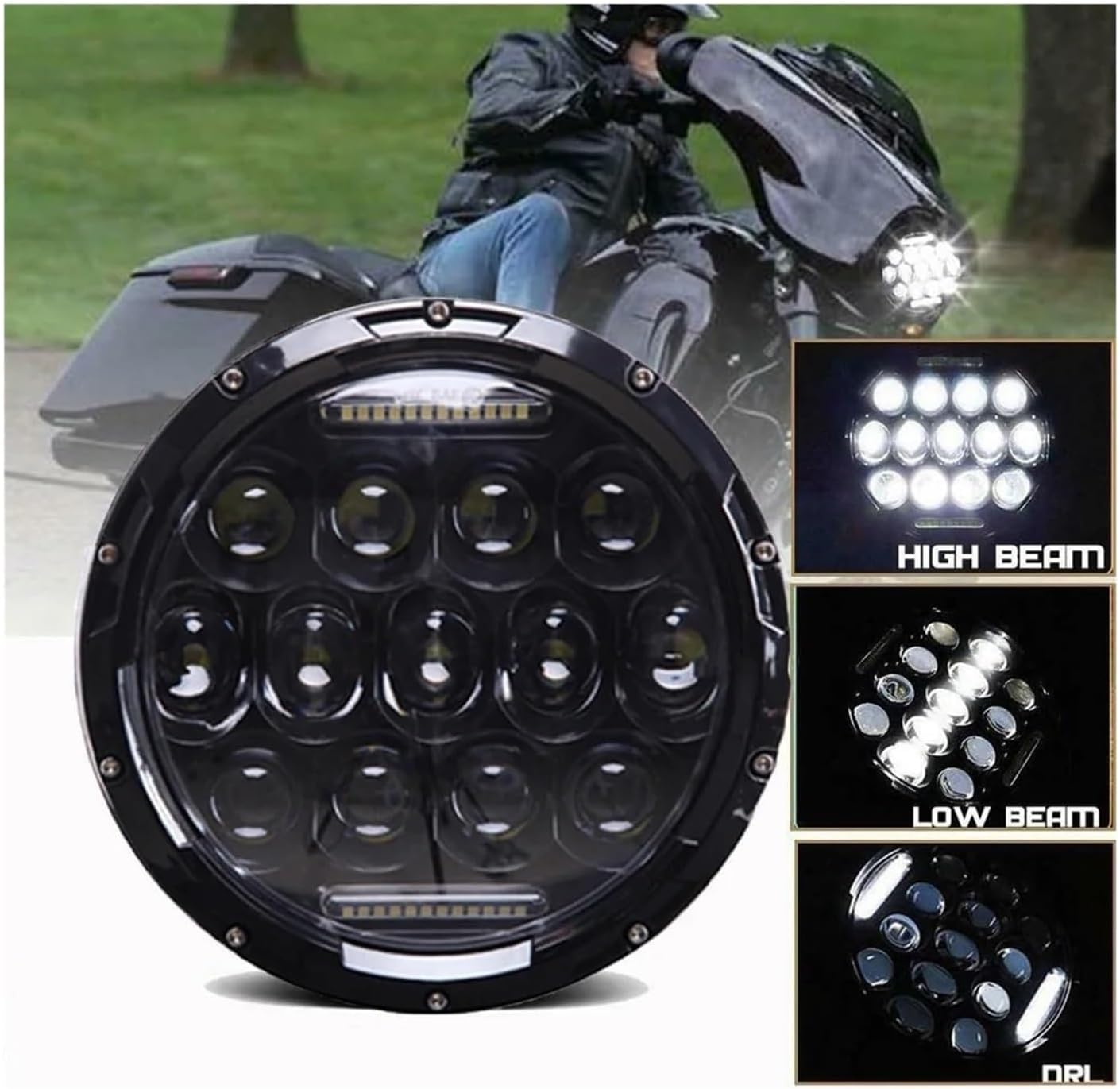 用 ダイナ 用 ソフテイル 用 ツーリング 1991-2007 オートバイヘッドライト 1ピース 7インチ 140W 多機能 7イン