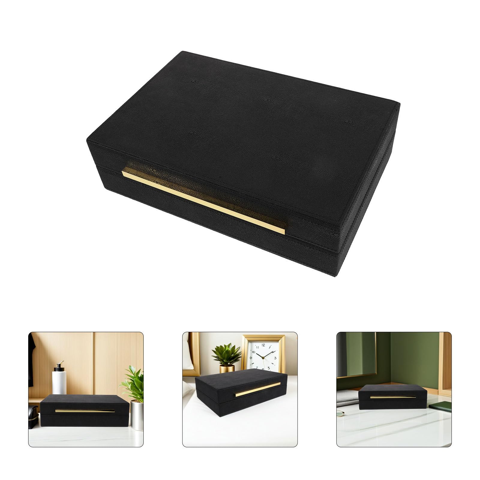 Gatuida Cofanetto Porta Accessori in Ecopelle Nera con Scomparti Strutturati Organizer Compatto per Accessori da Viaggio e Uso Quotidiano