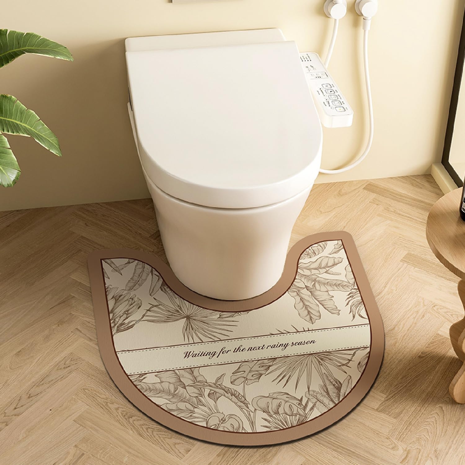 Pedestal Mat U Shape for Toilet, Retro Ethnic Style Bohemian Flower Pattern Absorbent Quick Dry Non Slip Toilet Floor Mat Diatomite Bath WC Rug Washable Easy To Clean for Bedroom (COLOR 4,60x90cm)