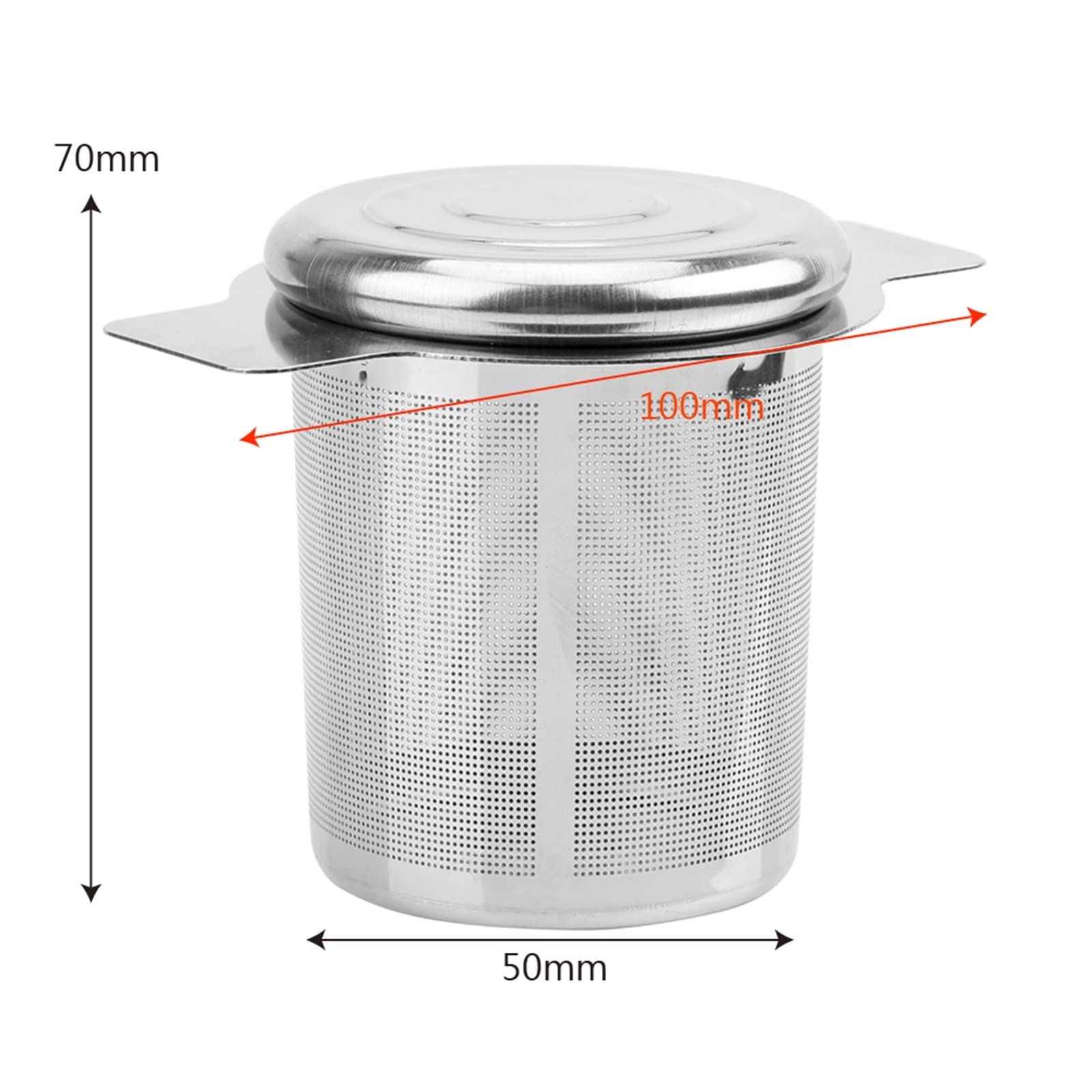 Colador de té de acero inoxidable, cesta de malla fina, filtro de té y café con 2 asas reutilizables