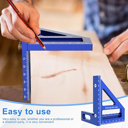 Miniatura 7 de Regla de carpintería 3D multiángulo, aleación de aluminio 4590, regla triangular de inglete resistente transportador cuadrado resistente, regla de