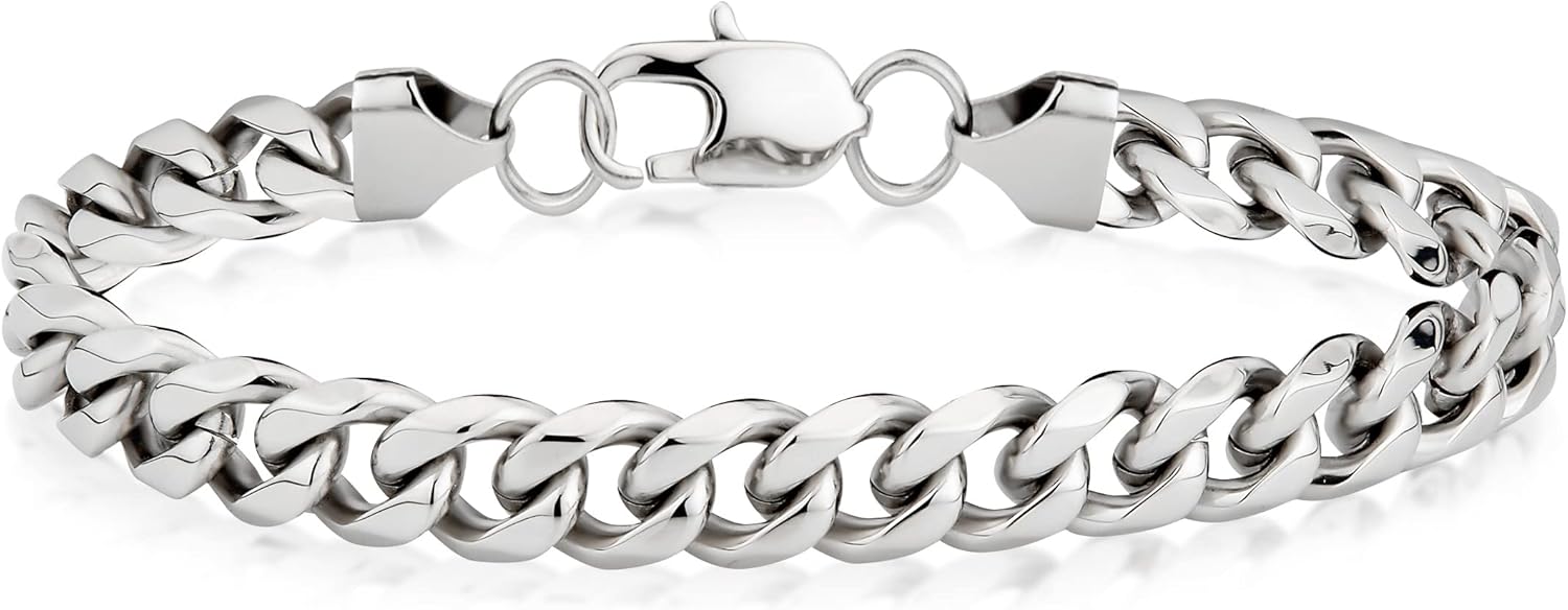 LONDON FOG Curb Link Silver Plated 8 Inch Unisex Bracelet For Him and Her