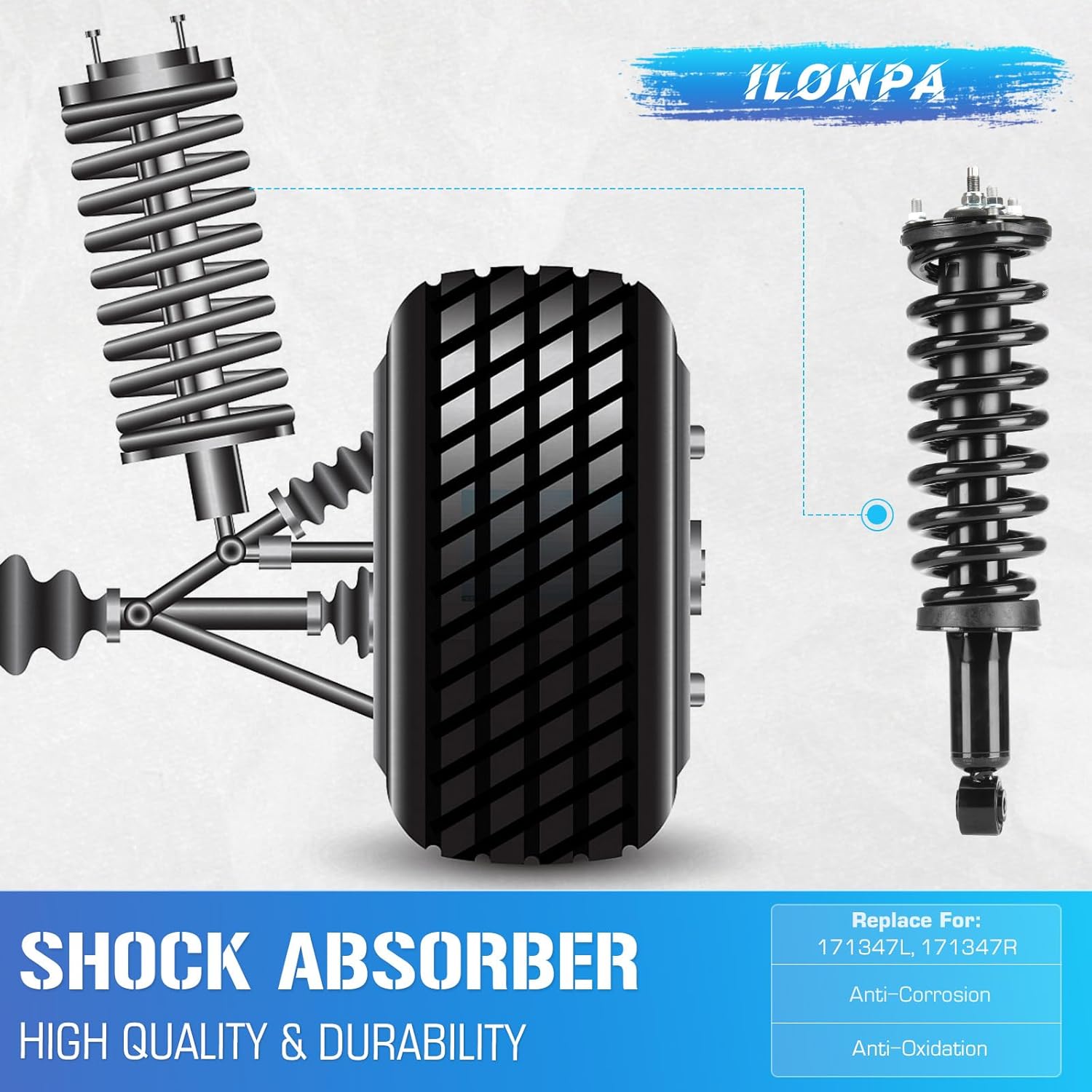 Front Struts Shocks w/Coil Springs Assembly for 2000-2006 Toyota Tundra, Strut Shock Absorbers Assemblies (Fits 171347L 171347R) 2001 2002 2003 2004 2005