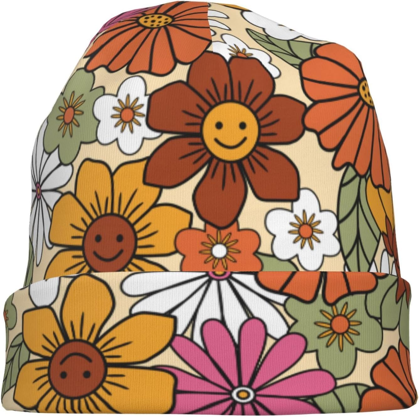 Flower Beanie for Women Men, Warm Soft Stretch Knitted Beanies Hat Slouchy Chemo Cap Cancer Headwear Gifts - Image 9