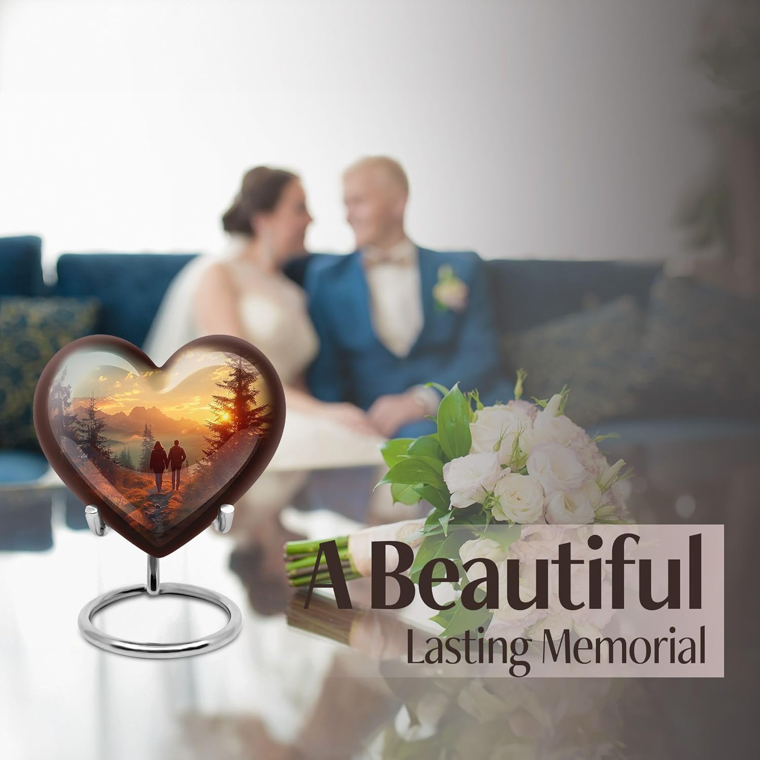 Couples Urns - Small Urn Heart - Ash Urns for Humans - Cremation Urns for Ashes - Cremation Urns Adult - Urn for Adult Male (Size - 3 inch Pack of 1)