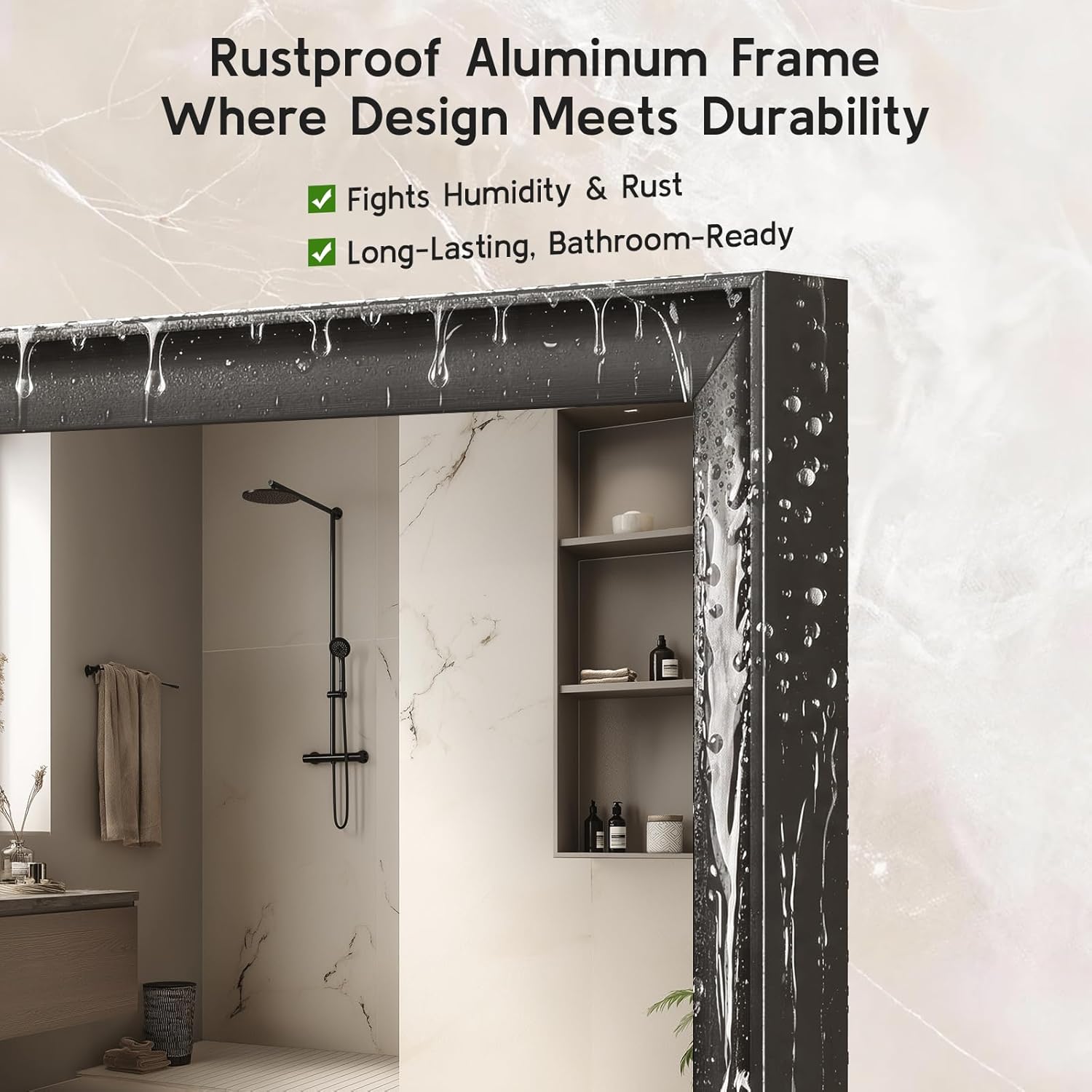 Black Bathroom Mirrors for Over Sink 22x30 Inch, Rectangle Vanity Mirror for Bedroom, Entryway, Living Room, Aluminum Alloy Framed, Inner Curved Wide Edge, Anti-Rust