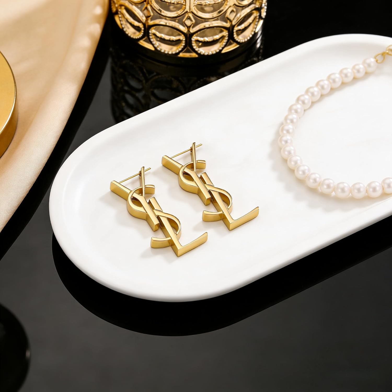 Designer Inspired Earrings,luxury designer earrings,Monogram Hoop Earrings, Women's Minimalist Swing Letter Stud Earrings ,18K Gold Plated Hypoallergenic Everyday Jewelry ,Personalized Birthday Gift for Best Friend