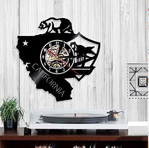 Miniatura 2 de Reloj de decoración de pared de 12 pulgadas11.8 in con bandera del estado de California, diseño moderno, reloj de pared 3D, emblema de oso de