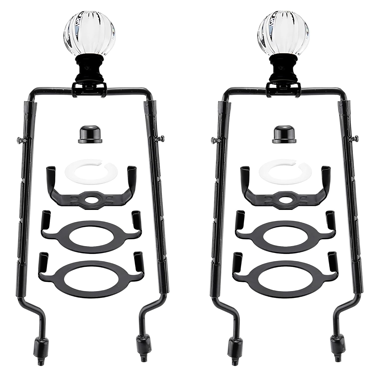 2 Sets 7 8 9 10 inch Adjustable Lamp Shade Harp Kit with Crystal Finals