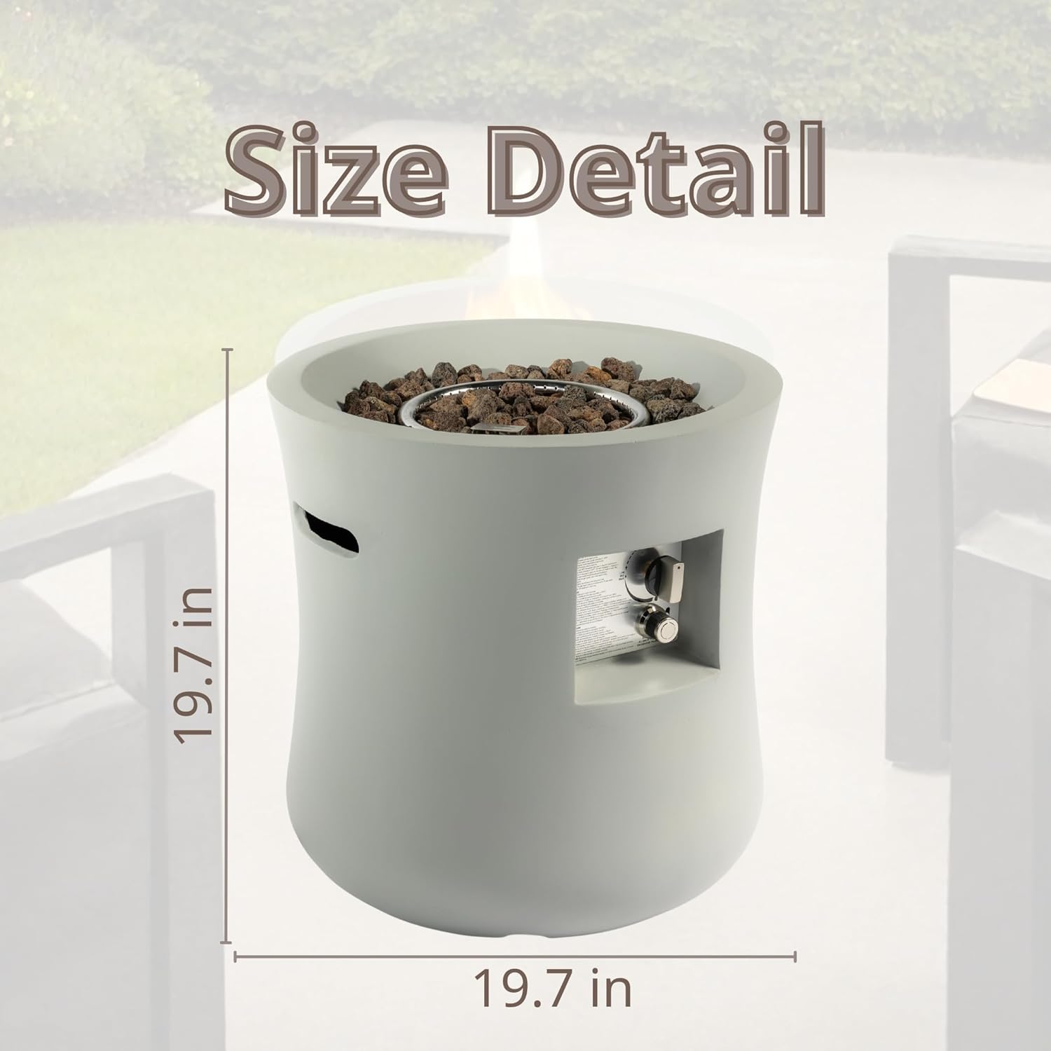 Outdoor Propane Fire Pit Table,Compact Streamlined Modern 20 inch,Round Graphite Base with Waterproof Cover,Free Lava Rocks