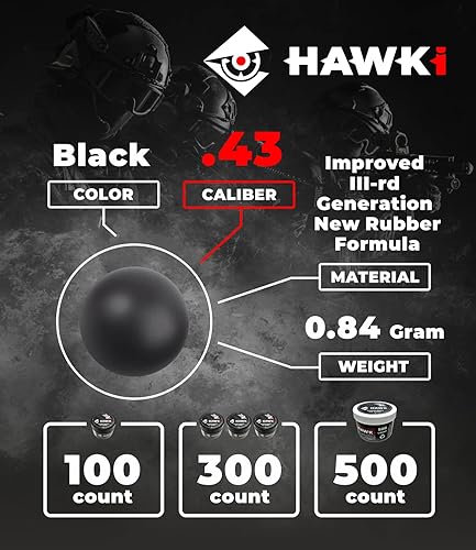 Miniatura 3 de Hawki - Bolas de goma reutilizables de 0.50 o 0.43 Cal para entrenamiento de goma suave, menos letales, para pistolas de paintball