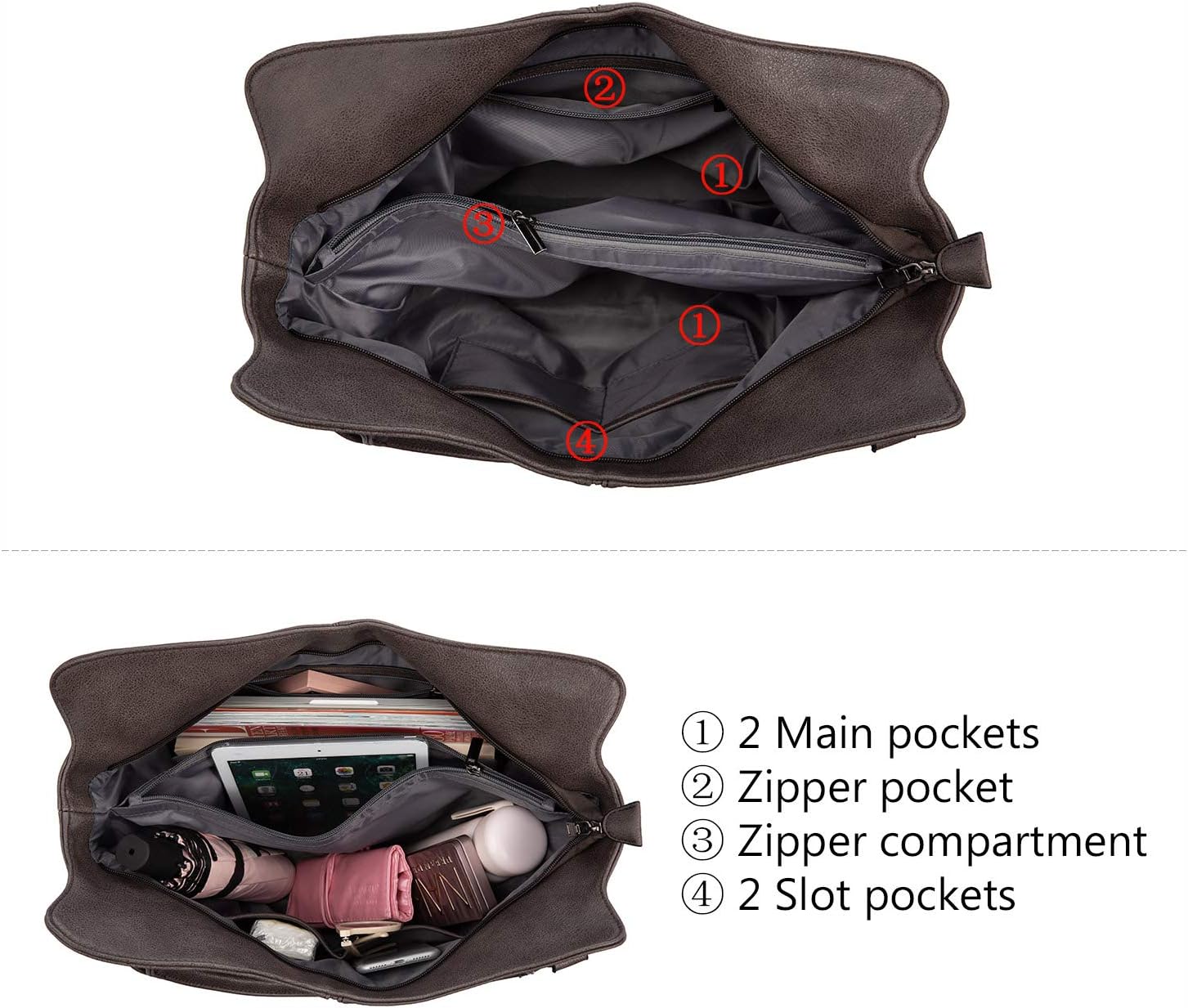 Tote Bag for Women PU Leather Shoulder Bags Fashion Hobo Bags Large Purse and Handbags with Adjustable Shoulder Strap - Image 5