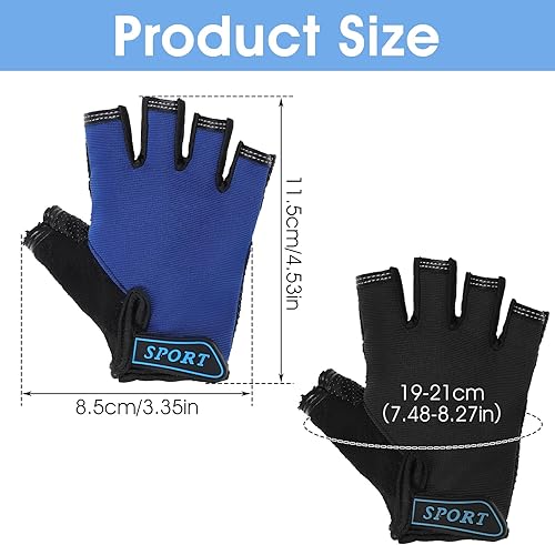 Miniatura 2 de 2 pares de guantes de bicicleta para niños, guantes de ciclismo de medio dedo para niños y niñas, correa ajustable para deportes al aire libre de 5