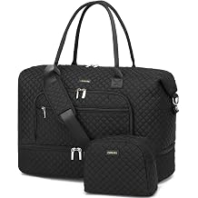 Duffle Bag for Women Travel, Large Carry on Bags Weekender Overnight Tote Bag with Shoe Compartment for Airplanes Gym Hospital, Gifts for Women, Black