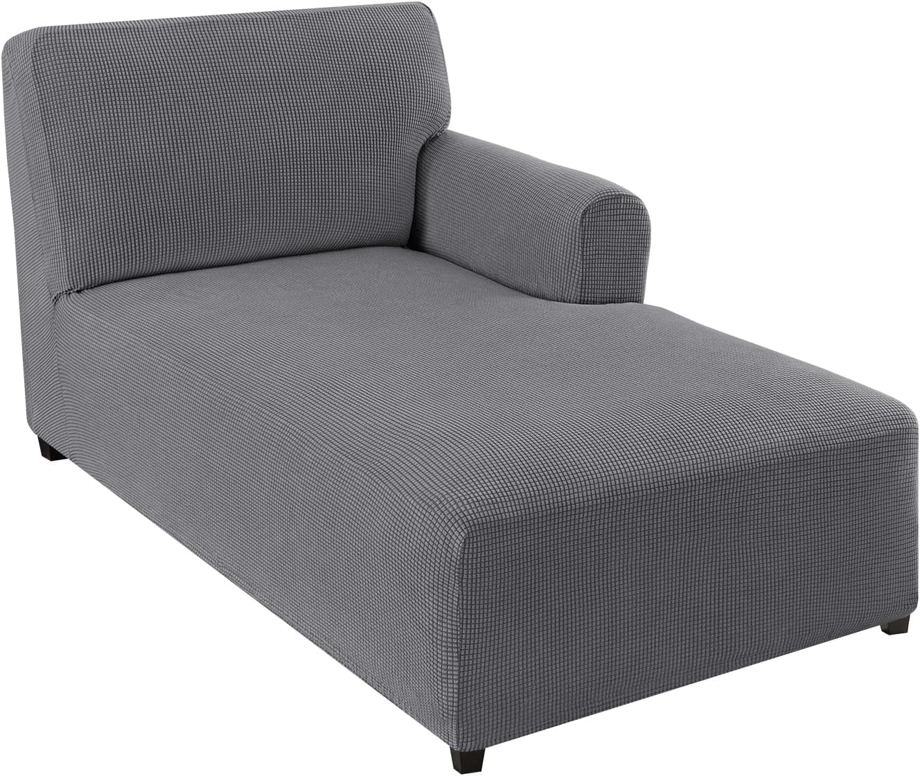 FantasDecor Right Chaise Lounge Cover Stretch Chair Lattice Slipcover with Armrests for Living Room Bedroom Right Arm Soft Jacquard Fabric Machine Washable, Sand, Right Chaise