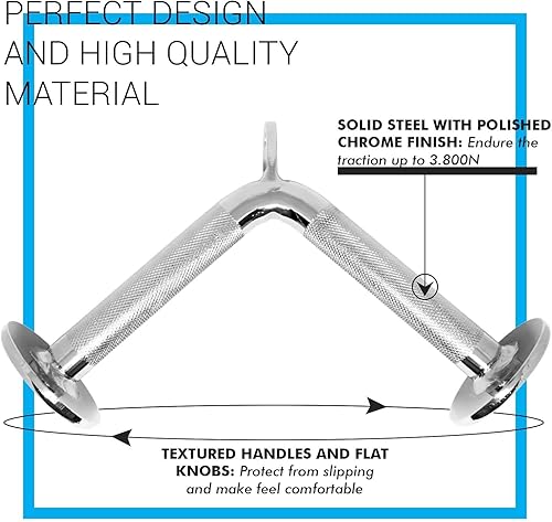 Miniatura 3 de A2ZCARE Accesorio combinado de cable de presión de tríceps  Multiopción mango doble D, barra en forma de V, cuerda de tríceps, barra recta giratoria