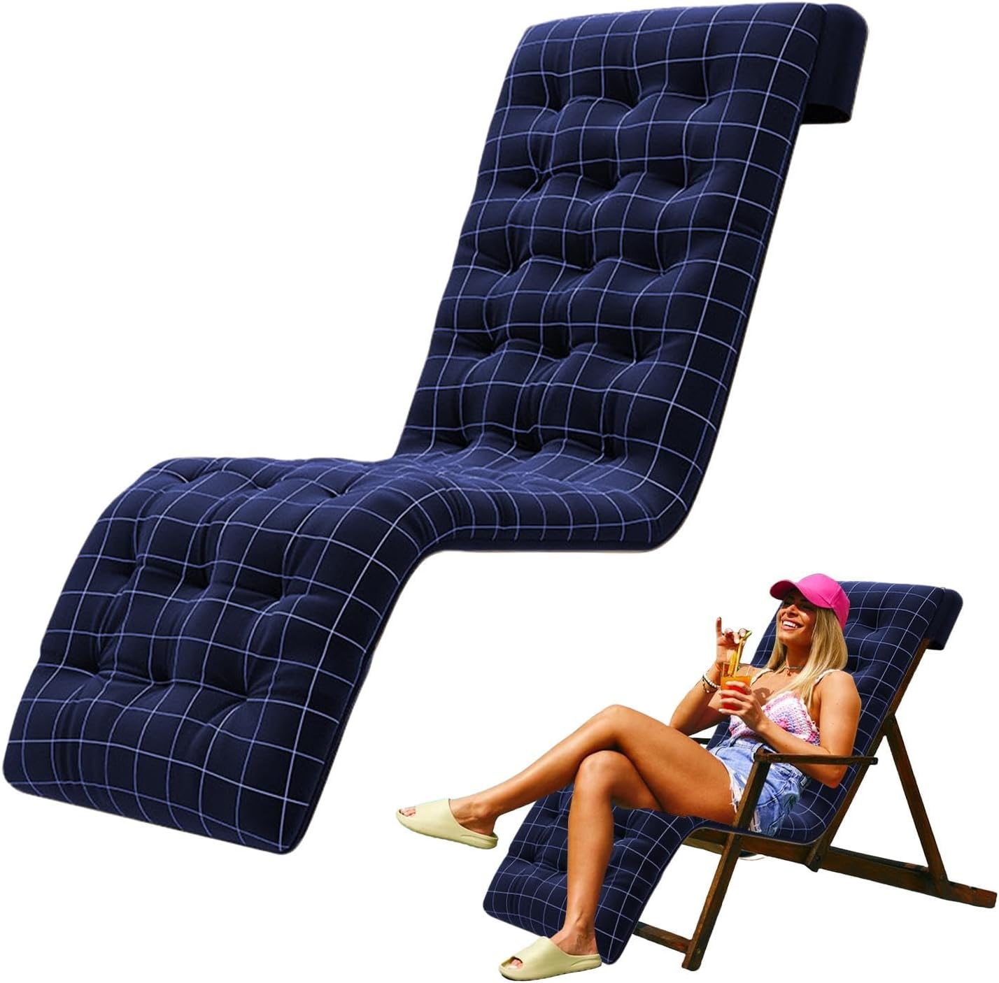 ロッキングチェアクッション、ガーデンチェアクッション - 芝生家具クッション 伸縮性リクライニングクッション | 屋外アームチェアク