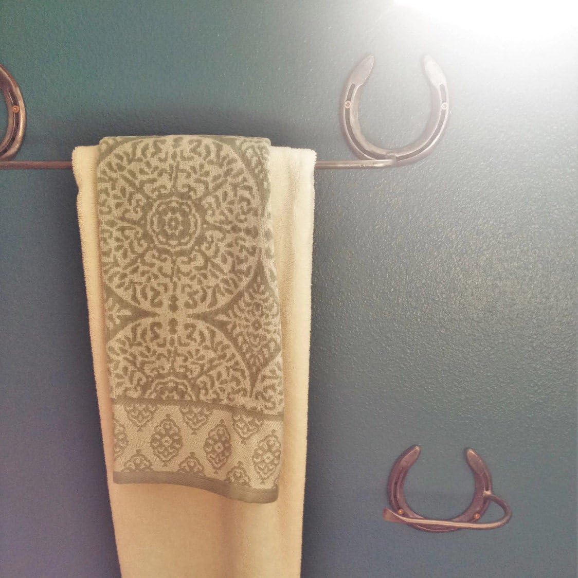 Rustic Toilet Paper Holder Wall Mounted Great for Vintage Bathroom - Wall Mounted Horseshoe - Natural Metal - The Heritage Forge