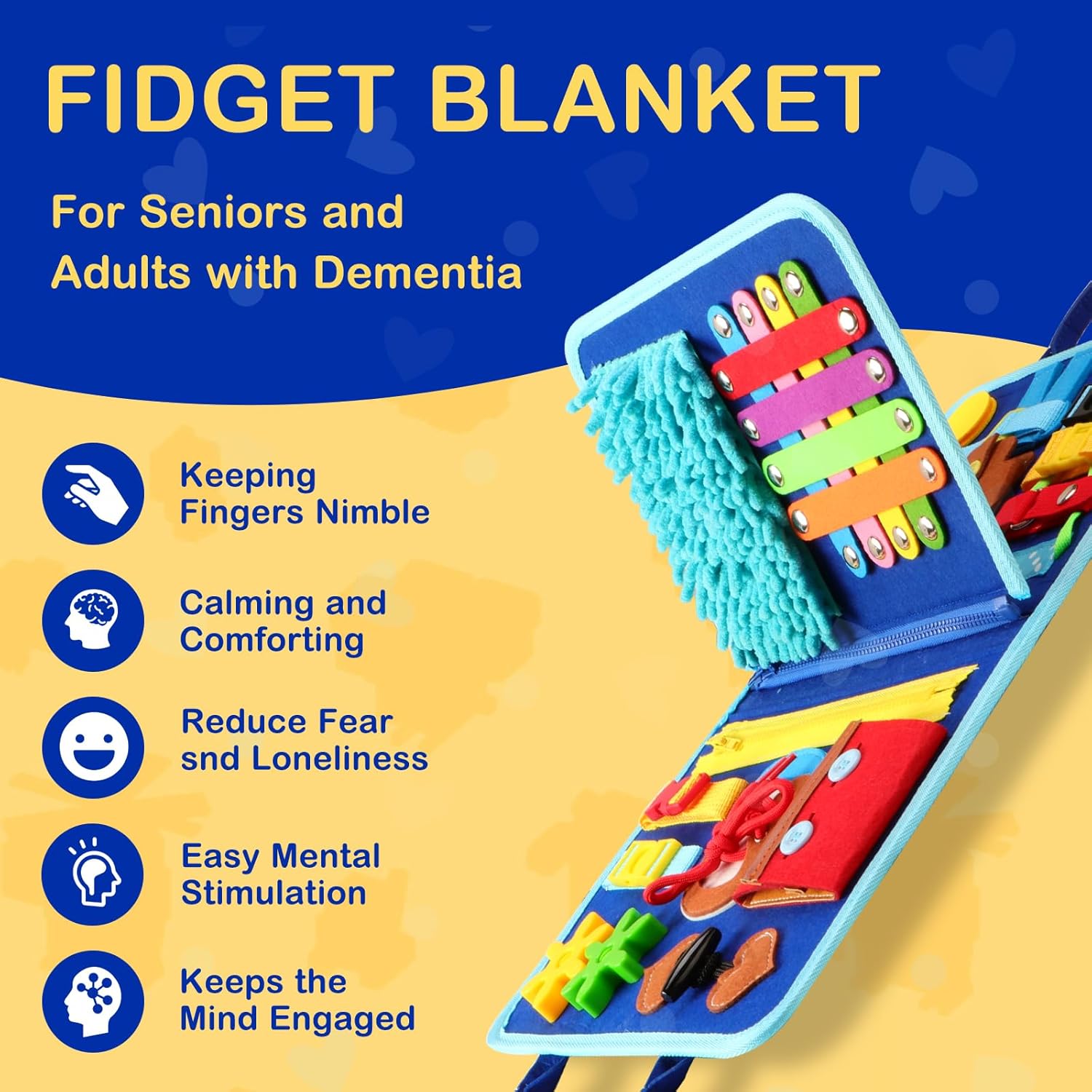 Fidget Blanket for Adults with Dementia, Dementia Activities for Seniors, Alzheimer’s Products Multi-Use Busy Sensory Board, Gifts for Him Her Dementia Products for Elderly and Children with Autism