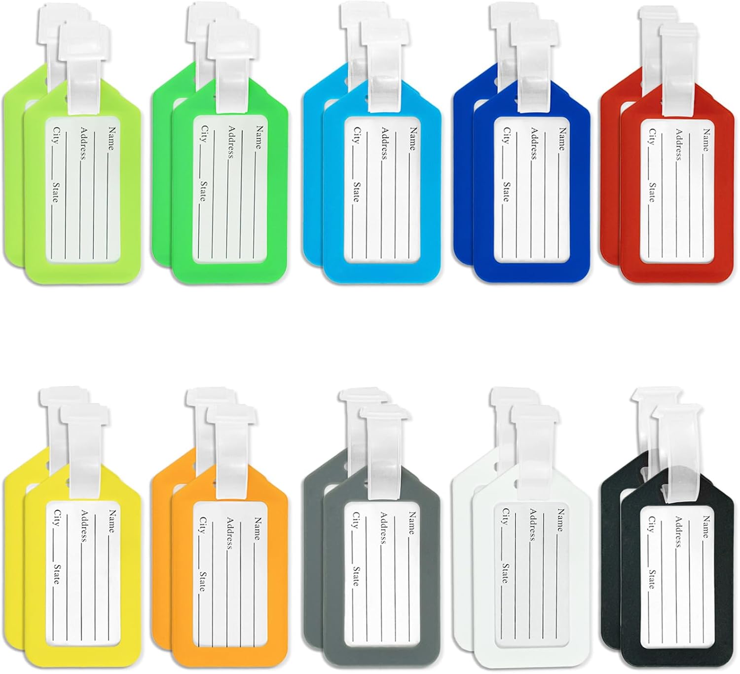 20 Pcs Luggage Tag Plastic Luggage Tags, 3.4x1.9 Inches