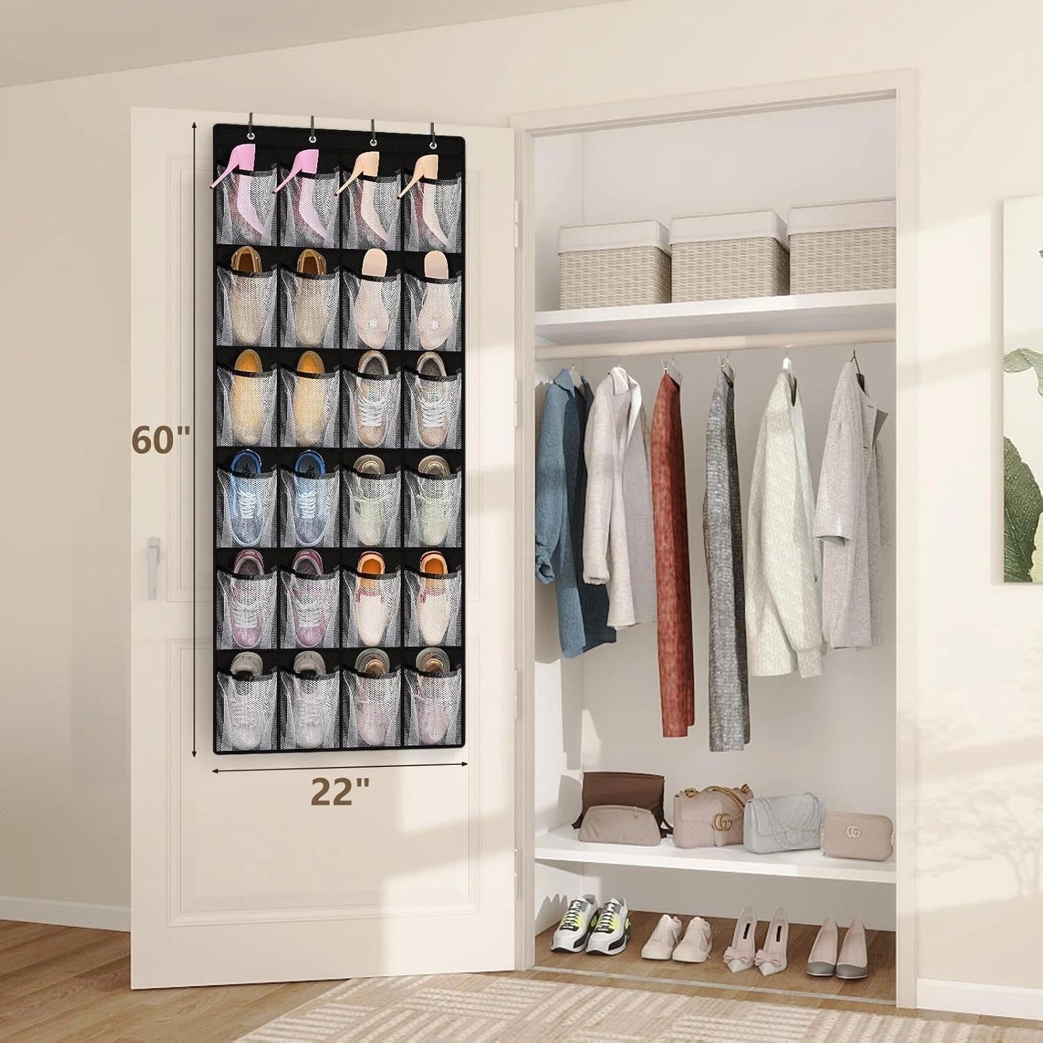 for Organizador de Zapatos para puerta con 24 bolsillos Grandes, Shoe Organizer, Door Hanging, 24 Pockets, Large Size