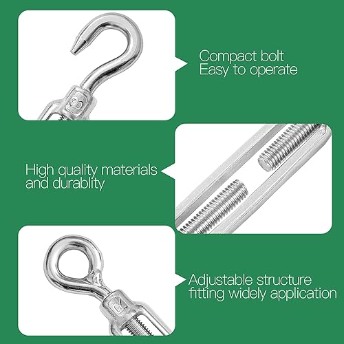 Miniatura 107 de Tensor de ojo y ojo M6, tensor de acero inoxidable 304 resistente tensión de cuerda de alambre 5 PC