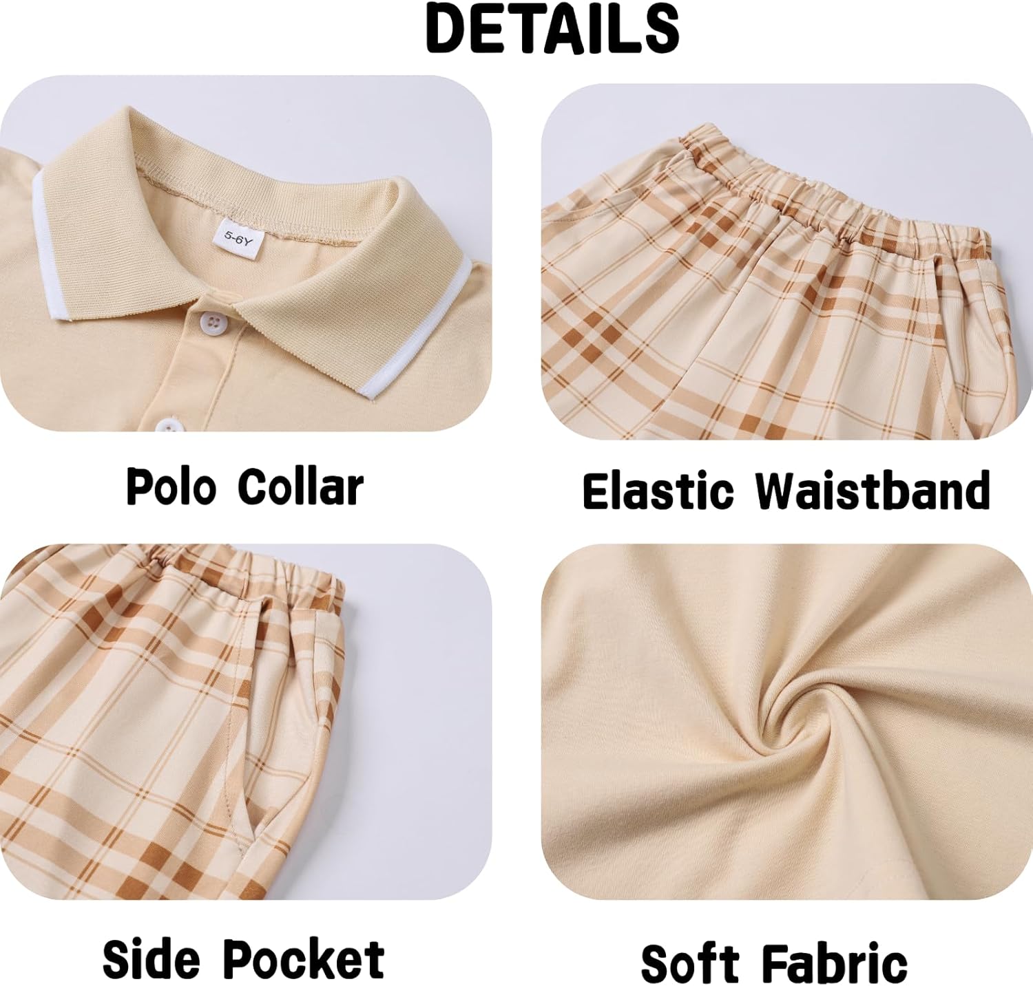Kids Tween Boy Clothes Casual Short Sleeve Polo Shirt + Plaid Print 2Pcs Shorts Summer Clothing Set - Image 6