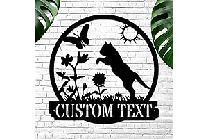 Funny Cats and Butterflies Wall Decor Personalized Metal Sign with Custom Text Options