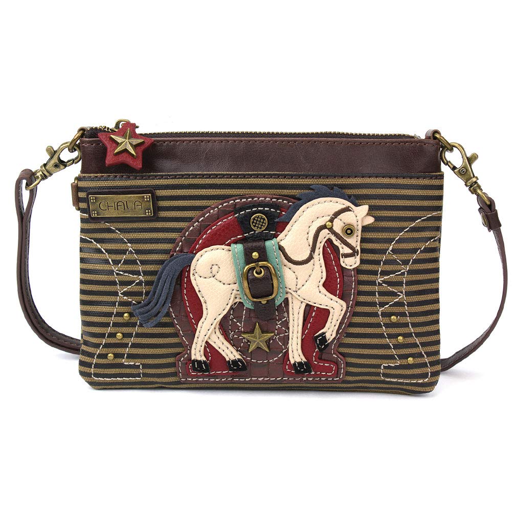 CHALA Mini Crossbody/Purse with Convertible Strap Stylish, Compact, Versatile - Horse Gen II - olive stripe