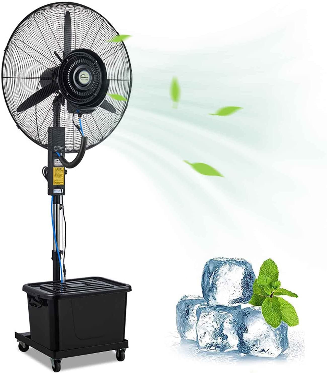 asdchZen 70/80Cm Misting Fan, Industrial Spray Fan, Commercial Outdoor Floor Fan With 43L Tank, 3 Speeds, 90°Oscillation,80CM