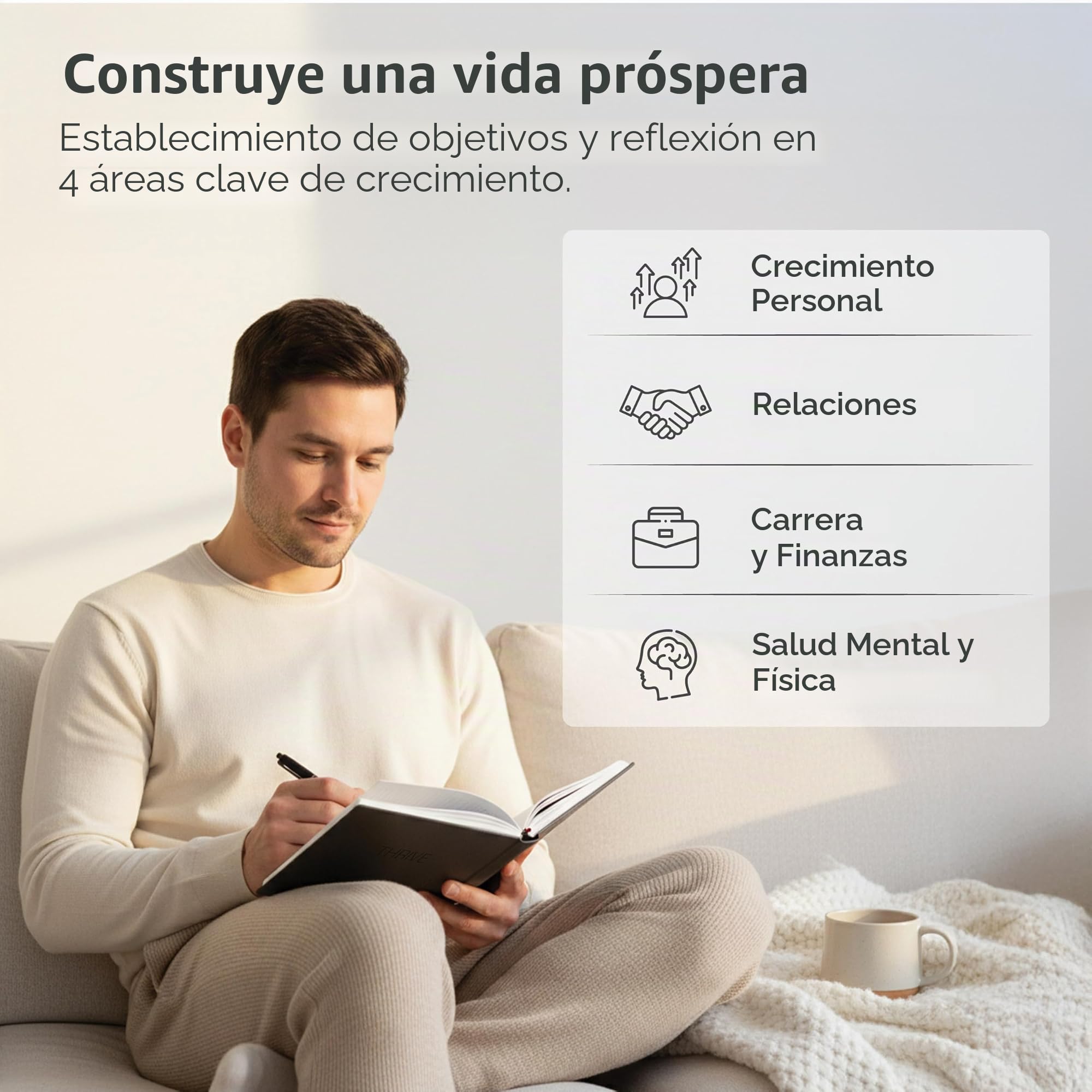 MindPanda Planificador de productividad A5 sin fecha de 3 meses, planificador diario con un sistema guiado de 90 días para enfoque, establecimiento de objetivos, gratitud y felicidad, diseño apto para