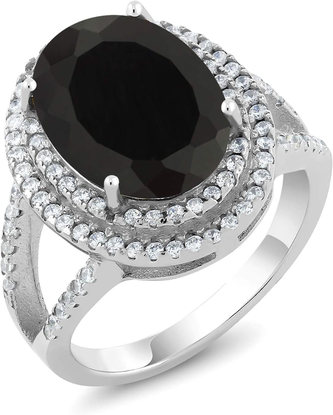 Gem Stone King 5-10 Cttw Gemstone Birthstone Ring For Women | 925 Sterling Silver | Oval 14X10MM | Wedding Engagement Anniversary Promise Ring For Women | Available In Size 5, 6, 7, 8, 9