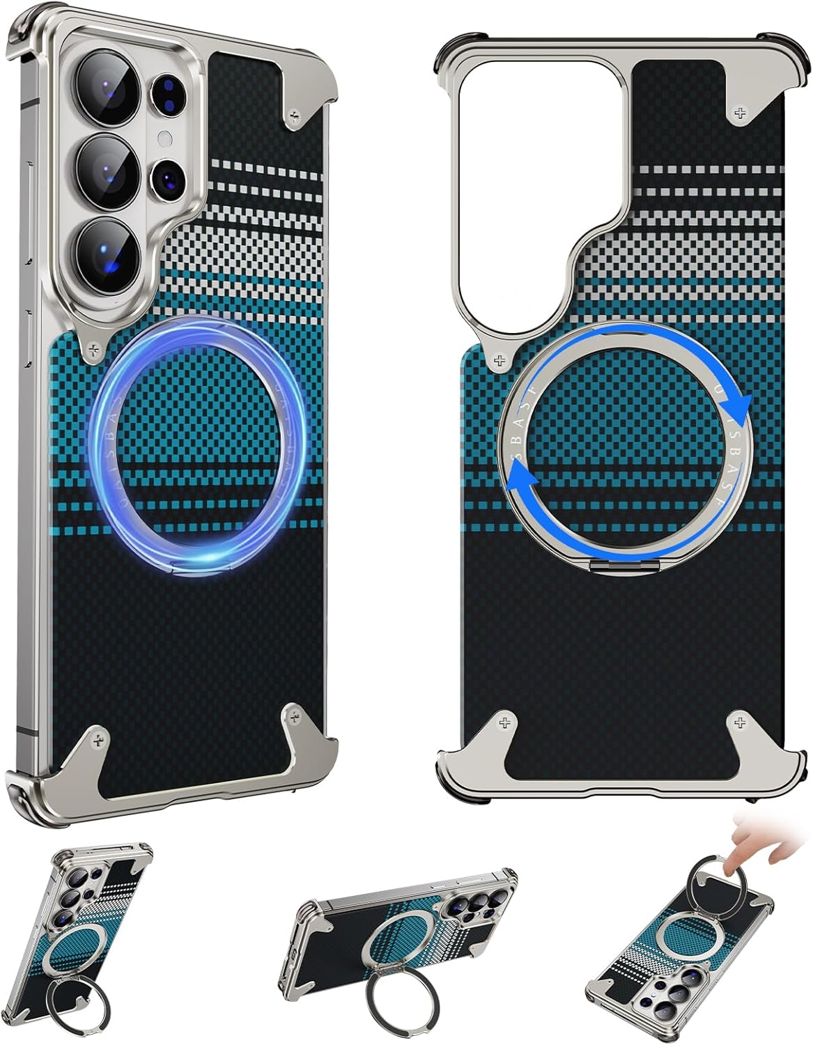 Case for Samsung Galaxy S26 Ultra with Magsafe Stand Magnetic Ring,Frameless Kevlar Aramid Fiber Anti-Scratch Shockproof Protective Phone Cases for S 26 Ultra Bezelless Cover(Natural Titanium)