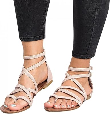 Amazon.com: Sandalias casuales para mujer, cómodas, de verano, con  tirantes, sandalias planas informales de pescador, sandalias de gladiador :  Deportes y Actividades al Aire Libre