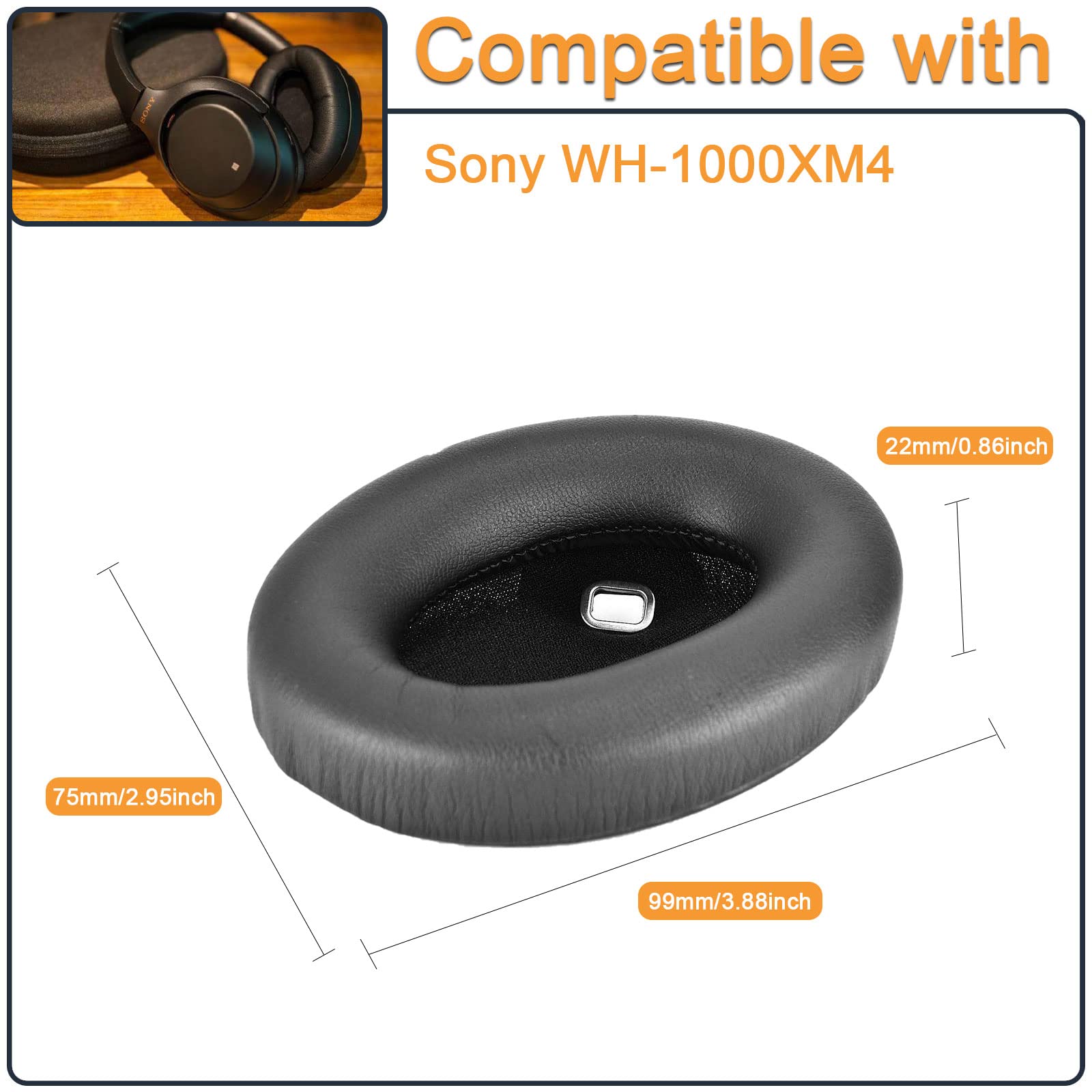 Adhiper Ohrpolster Für Sony WH-1000XM4 – Ersatz-Ohrmuscheln, Proteinleder & Memory-Schaum, Schwarz