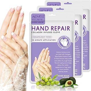 Hands återfuktande handskar 3 par, handhud reparation förnya mask w/infused collagen, vitaminer naturliga växtextrakt för torr, åldrande, spruckna händer intensiv hudnäring handkräm mask - Amazon Deal & Rabatt