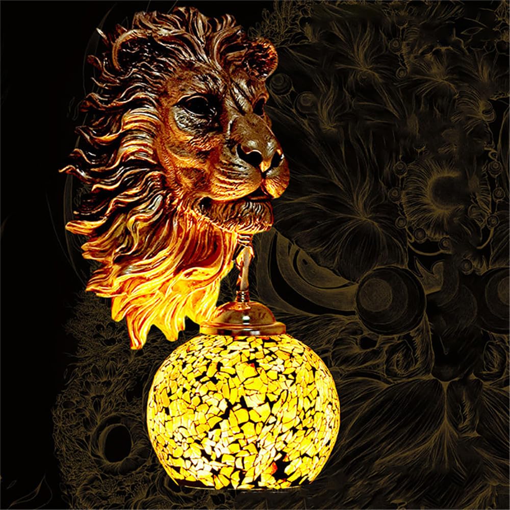 SXECAEPS Lion Wall Lamp - Retro Creative LED Light for Living Room, Bedroom, Hallway, Bar, Cafe, and Restaurant Decoration