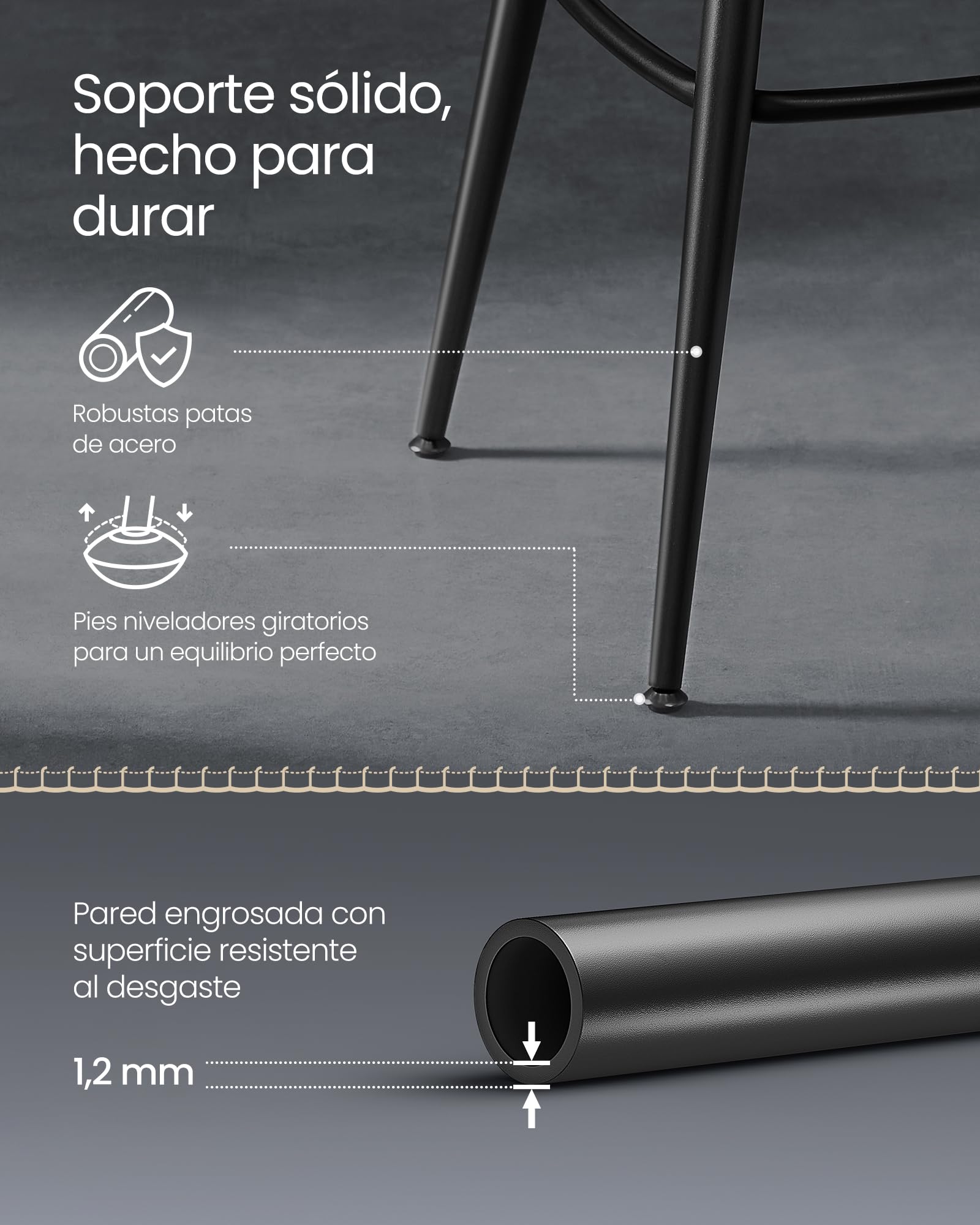 VASAGLE EKHO Colección - Taburetes de Bar Giratorias 360°, Juego de 2, Sillas de Barra con Respaldo, Cuero Sintético con Costuras, Moderno Siglo Medio, Altura 65 cm, Negro Tinta LBC089B01V2