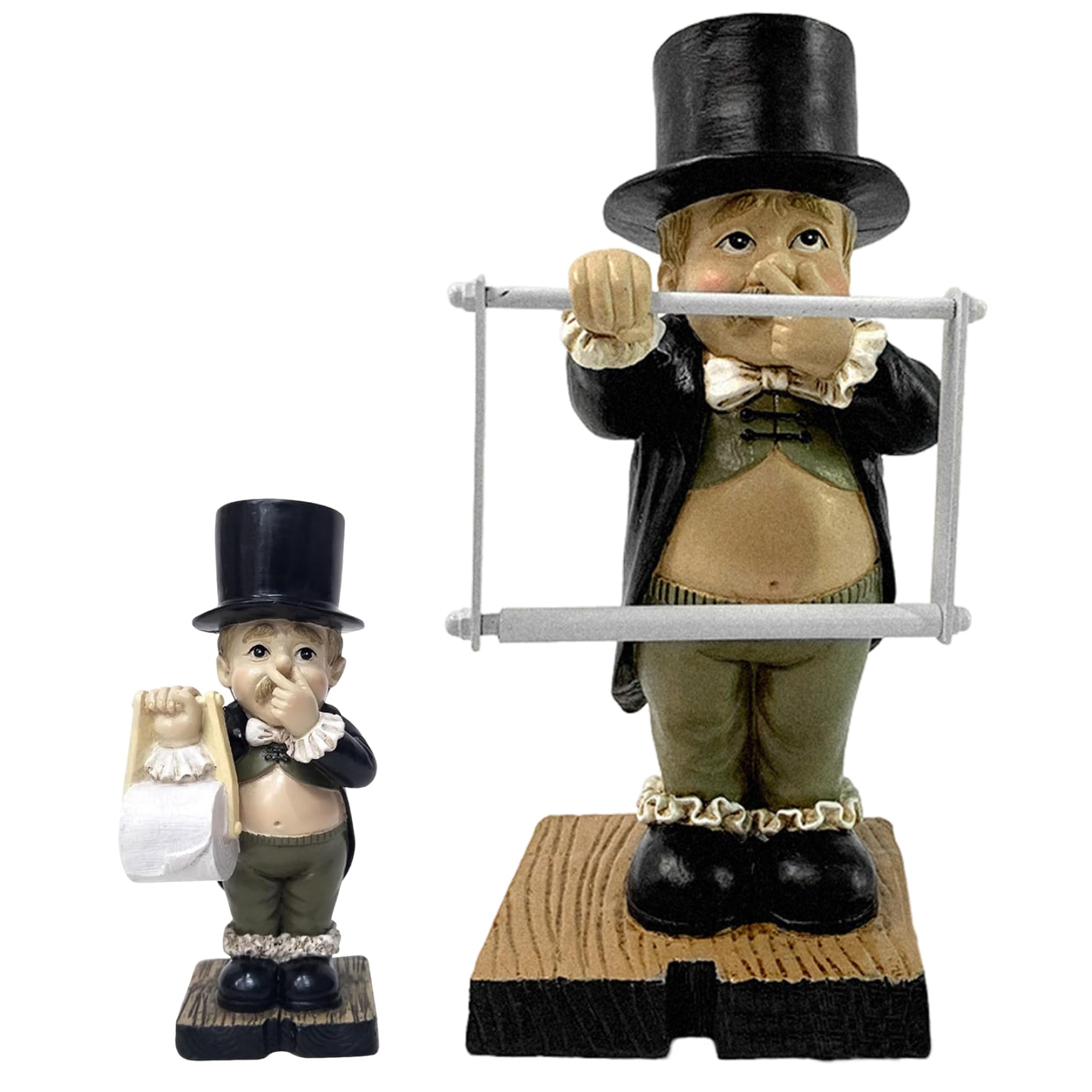 Porte-papier toilette unique, figurines de résine de bouton de toilette 6x3 garçon tenant la statue du majordome de nez avec plateau sculptures modernes décoration intérieure pour table de table