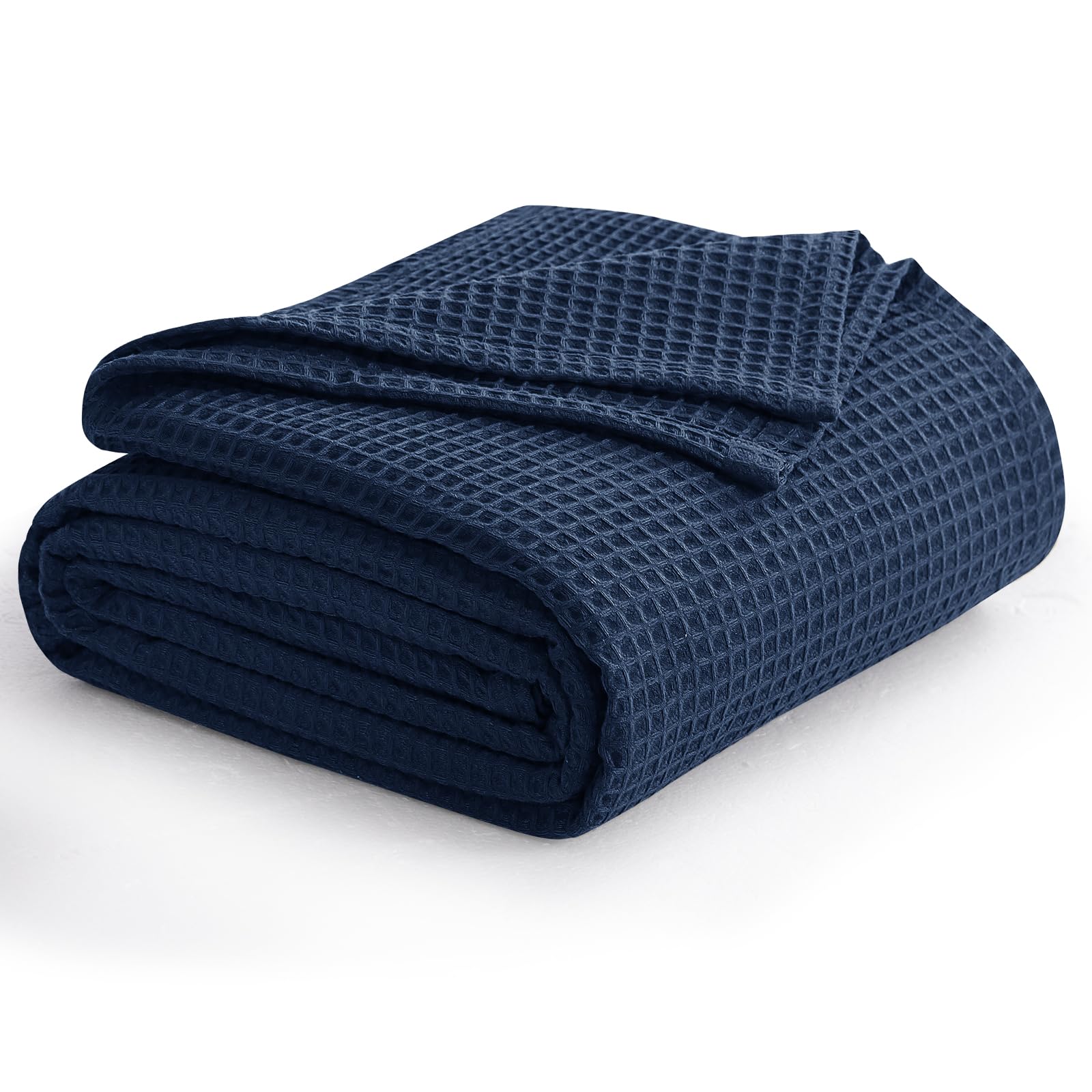 Aisbo Dünne Decke Sommer Blau - Waffelpique Sommerdecke Leichte Decke 220x240 cm XXL als Sofadecke Couchdecke, Weich Kuschelige Wohndecke Wohnzimmer, Couch Bett Flauschig Große Decke Überwurf