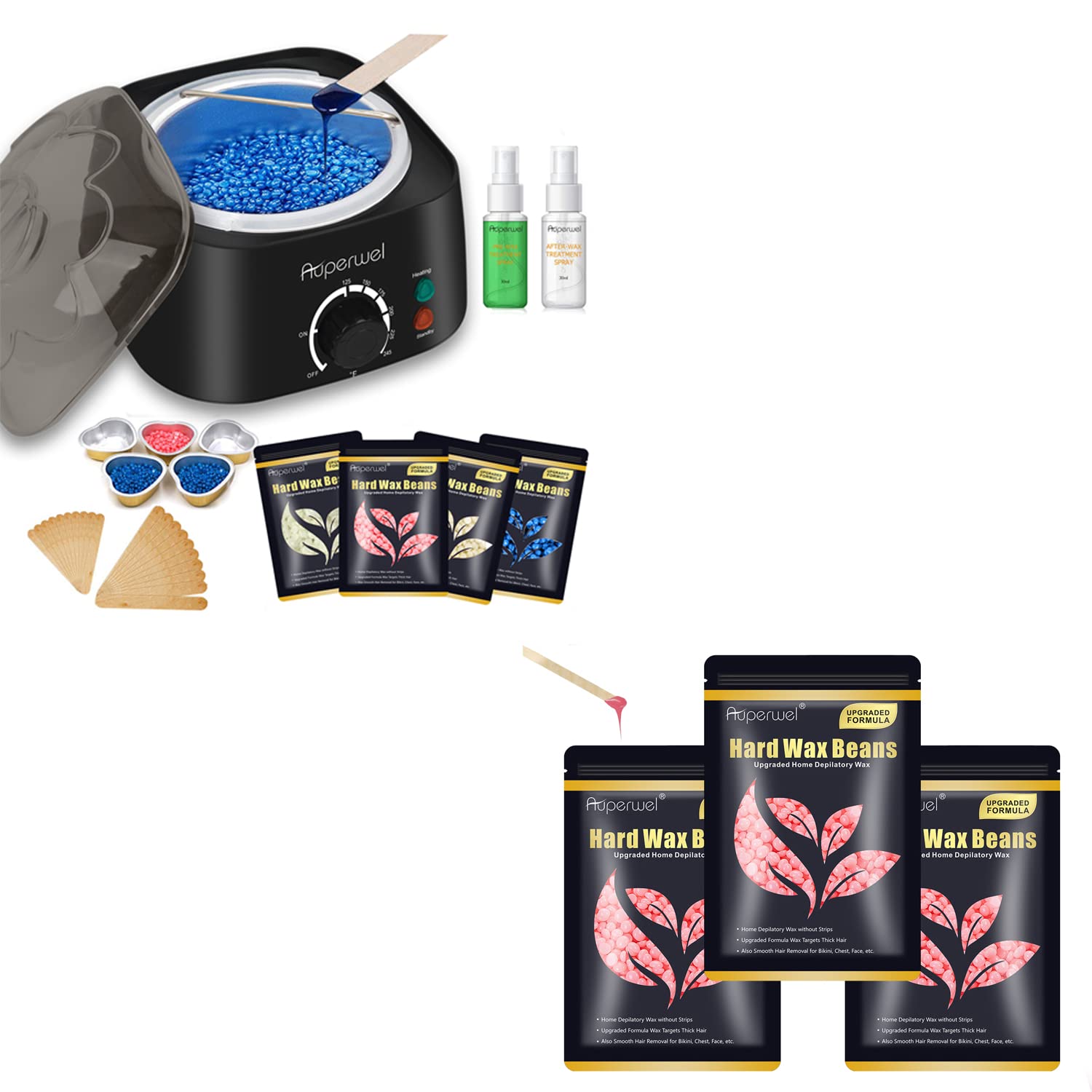 Waxing Kit for Women, Auperwel Wax Kit for Hair Removal