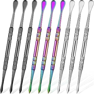 Wax Carving Tool, 9 PCS Stainless Steel Wax Carving Tools Set with Non Slip Knurled Handle, Double Ended Sculpting for Wax Carving Tools 4.75 Inch (Rainbow + Black + Silver)