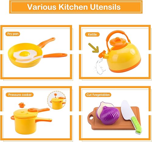 Miniatura 6 de 118 piezas de mini accesorios de cocina para niños, juego de cocina de simulación con utensilios de cocina, vajilla y 2 juegos de frutas, regalo de