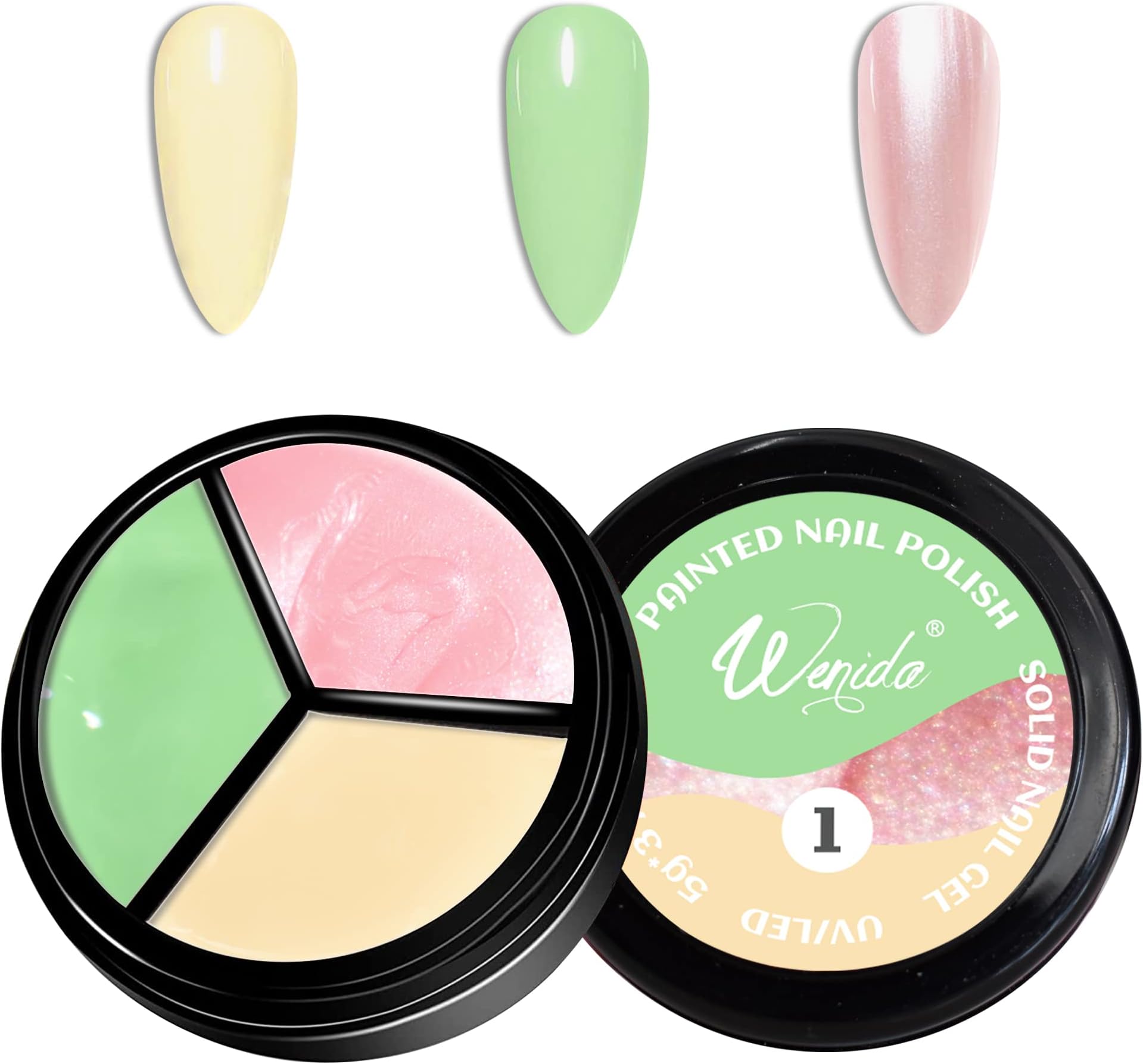 WenidaNail Polish Solid Cream Gel Polish Spring Pearl Colors 3 in 1 Pudding Manicure Palette Gel Nail Varnish for Home DIY Nail Art