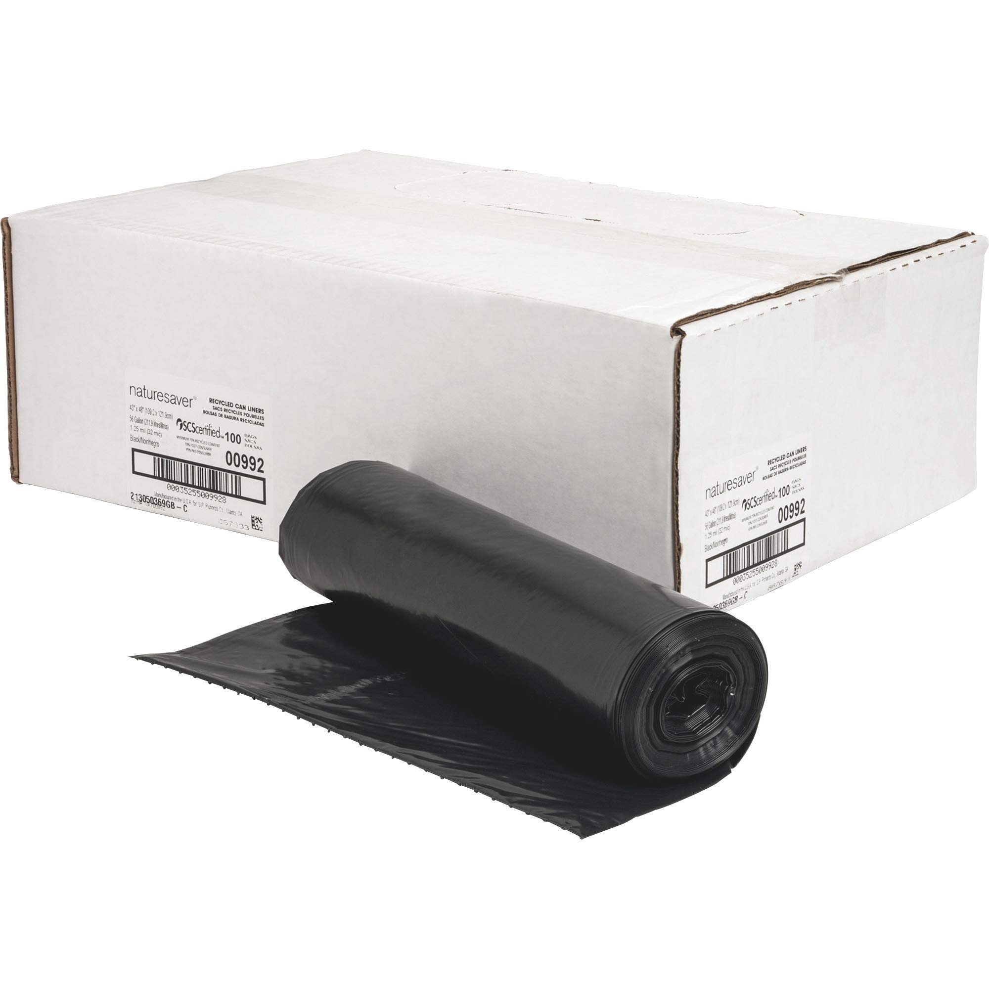 Black Low-Density Recycled Can Liners by Nature Saver – X-Large, 56.0 liters, Plastic, Black, Pack of 100