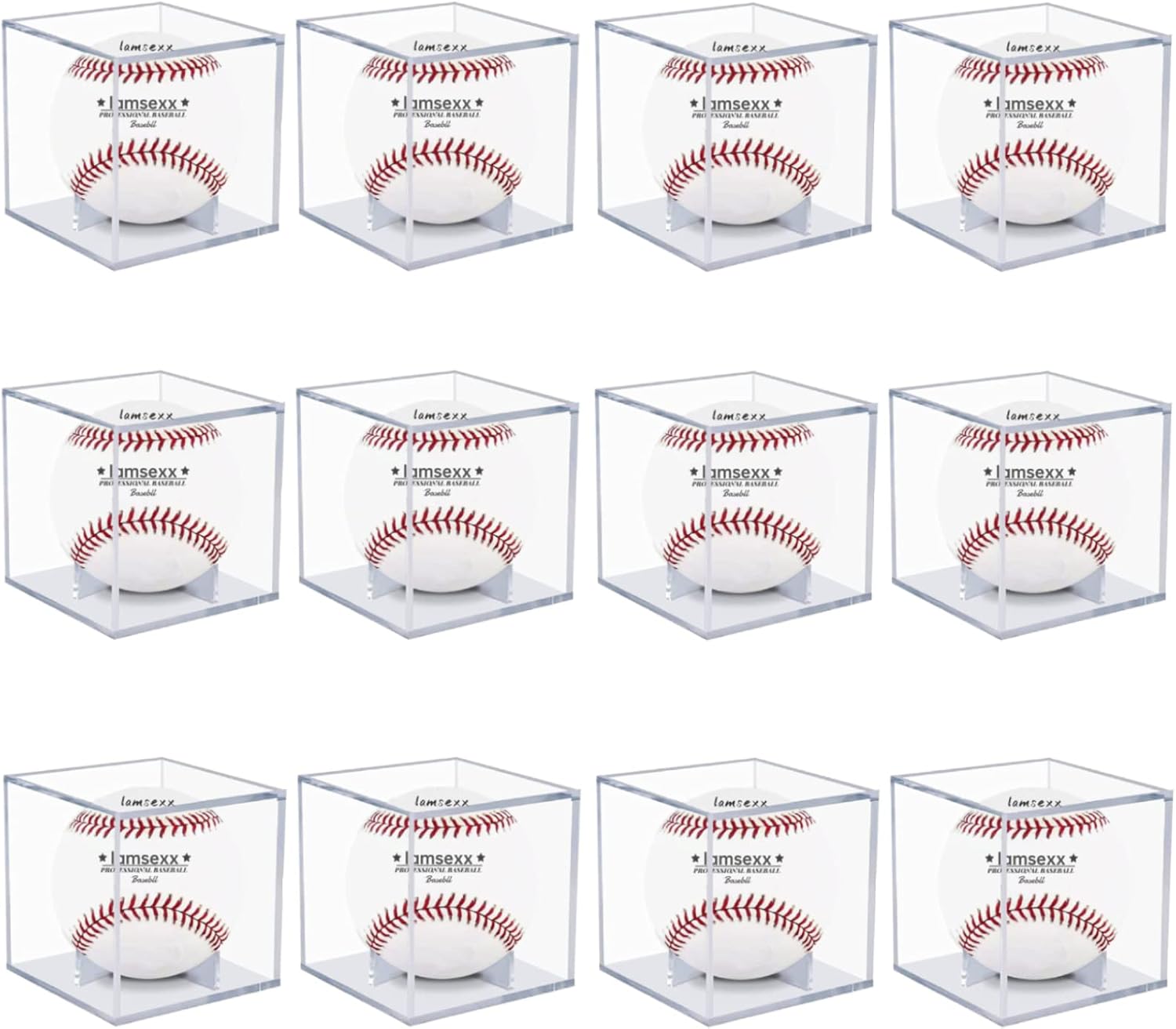 12 Pack UV Protected Acrylic Boxes for Display,Clear Display Case Baseball Cube Memorabilia Showcase Autograph Ball Protector