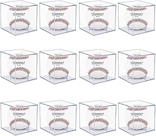 12 Pack UV Protected Acrylic Boxes for Display,Clear Display Case Baseball Cube Memorabilia Showcase Autograph Ball Protector