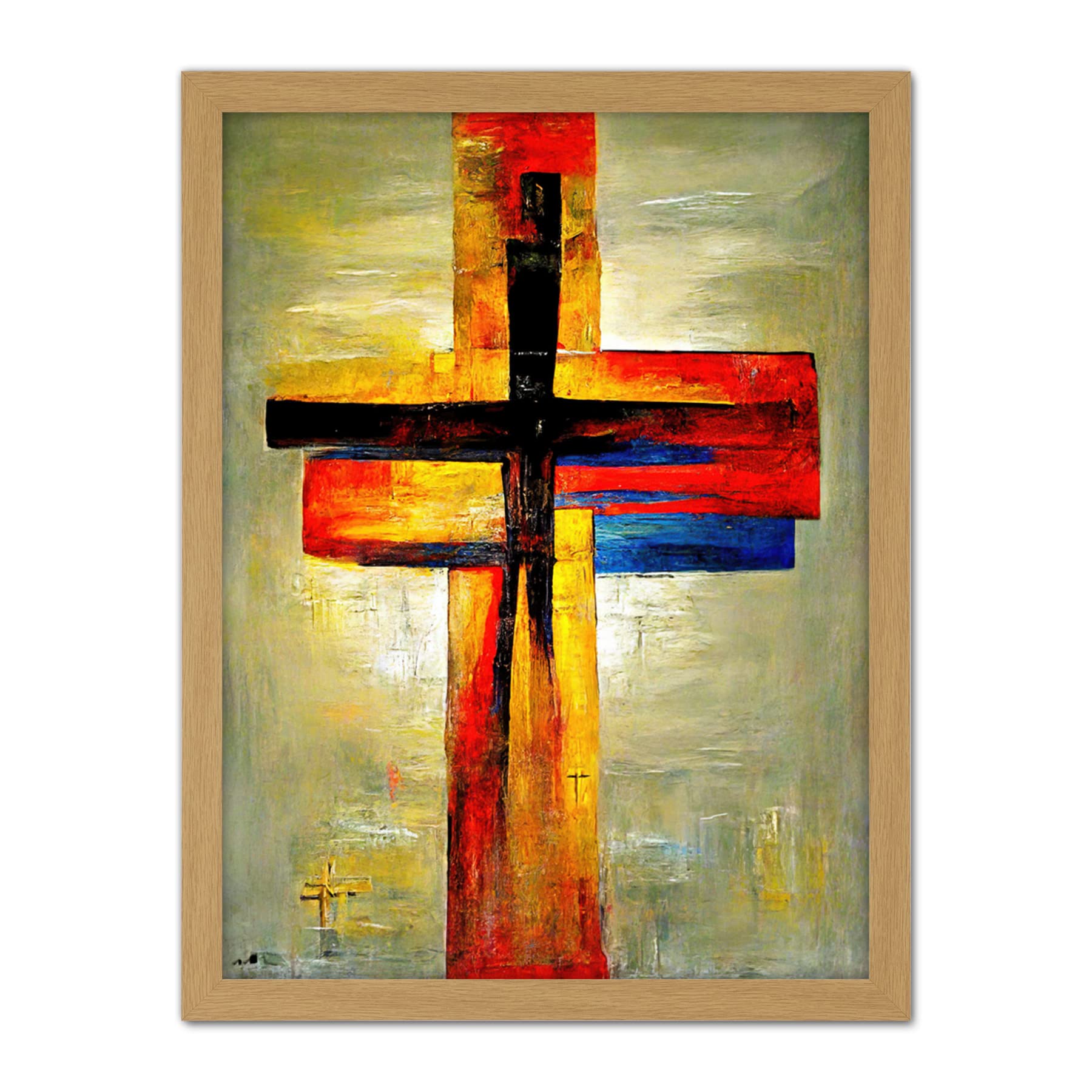 Doppelganger33 LTD Christian Modern Crucifixion Cross Jesus Artwork Framed Wall Art Print 18X24 Inch